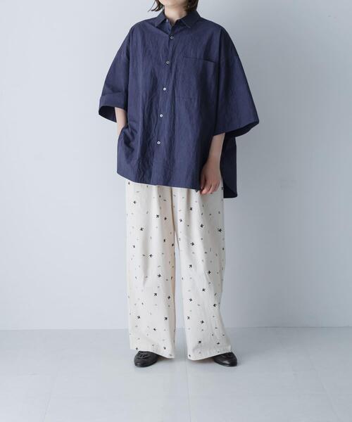 かぐれ ブラウス シャツ ワイドハーフスリーブシャツ レディース