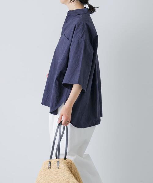かぐれ ブラウス シャツ ワイドハーフスリーブシャツ レディース