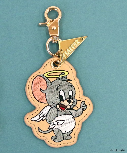 キーホルダー 「公式」TOM and JERRY×Flapper 天使と悪魔刺繍チャーム