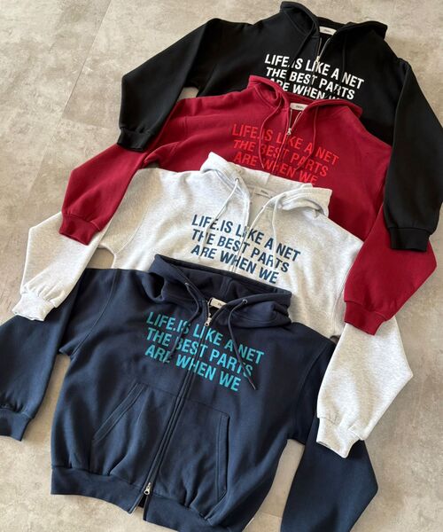 「FFEIN」 ジップアップパーカー MEDIUM ワイン メンズ_画像3