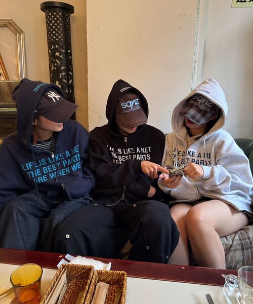 「FFEIN」 ジップアップパーカー MEDIUM ワイン メンズ_画像4