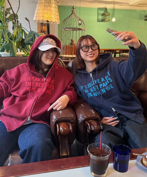 「FFEIN」 ジップアップパーカー MEDIUM ワイン メンズ_画像5