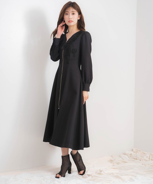「NOELA」 長袖ワンピース S ネイビー レディースの画像