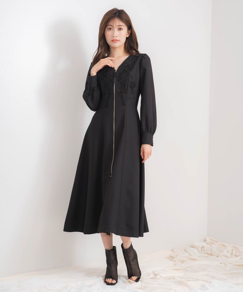 「NOELA」 長袖ワンピース S ネイビー レディースの画像