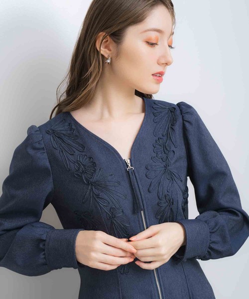 「NOELA」 長袖ワンピース S ネイビー レディースの画像