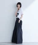 ワイドパンツ スラックス パンツ ポプリンスト...の詳細画像5