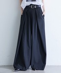 ワイドパンツ スラックス パンツ ポプリンスト...の詳細画像1
