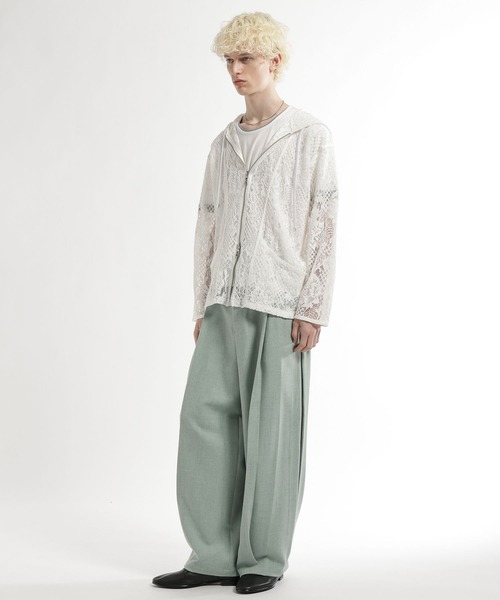 【オシャレ⭐HARE】カーキ　薄いパーカー　ジャケット　サイズS HARE（ハレ） パーカー フラワーレースZIPパーカー(HARE) メンズ