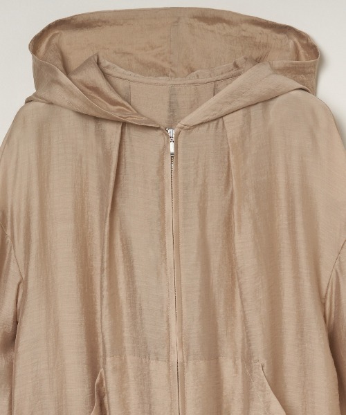 three dots（スリー ドッツ） パーカー Shiny shirt zip up hoody