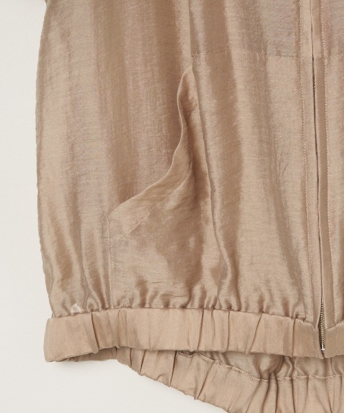 three dots（スリー ドッツ） パーカー Shiny shirt zip up hoody