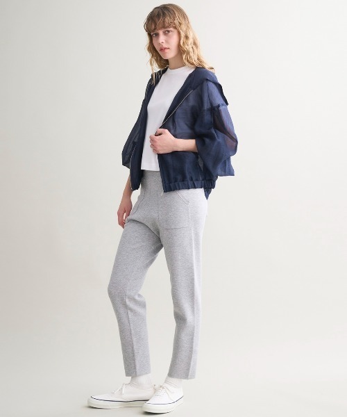 three dots（スリー ドッツ） パーカー Shiny shirt zip up hoody