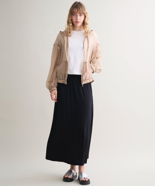 three dots（スリー ドッツ） パーカー Shiny shirt zip up hoody