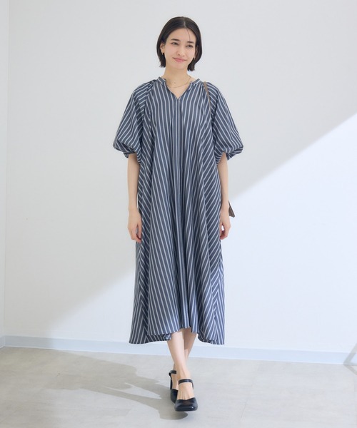 Pillini（ピリーニ） ワンピース スキッパーストライプパフスリーブ