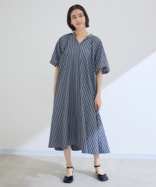Pillini（ピリーニ） ワンピース スキッパーストライプパフスリーブ