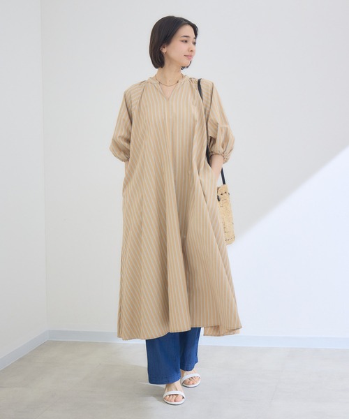 Pillini（ピリーニ） ワンピース スキッパーストライプパフスリーブ