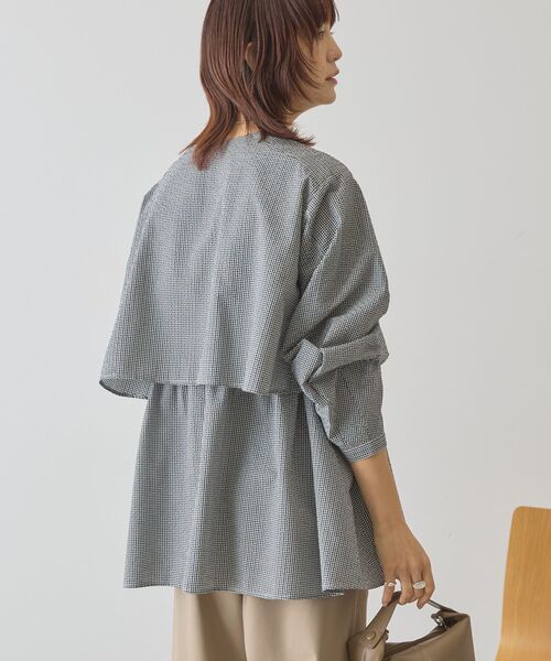 「AMERICAN HOLIC」 7分袖チュニック L ブラック レディース_画像3
