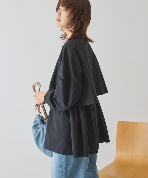 「AMERICAN HOLIC」 7分袖チュニック L ブラック レディース_画像9