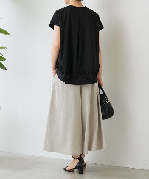 BEARDSLEY（ビアズリー） tシャツ 半袖 裾チュールキリカエプル