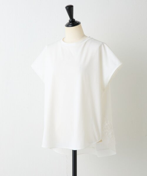 ビアズリー シャツTシャツ ホワイト BEARDSLEY（ビアズリー） tシャツ 半袖 裾チュールキリカエプル