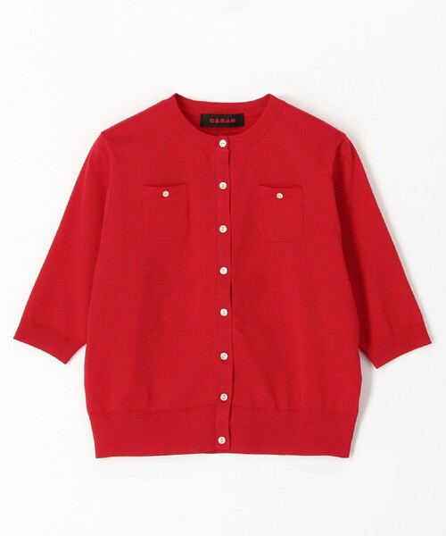 【美品】CABaN 五分袖 カーディガン レッド CABaN（キャバン） カーディガン S レッド レディース : ZOZOTOWN