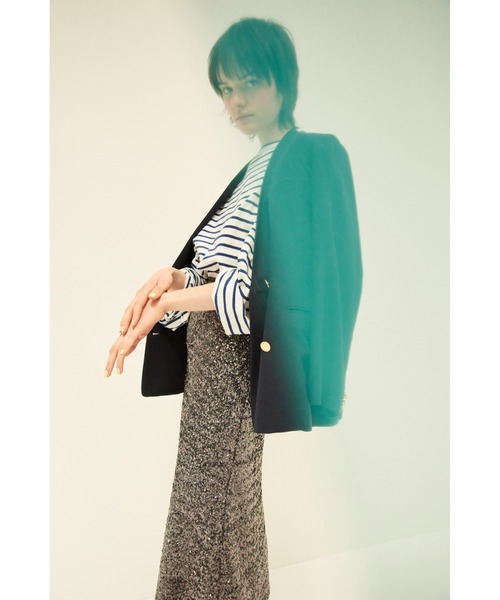 【新品未使用】Mila Owen ノーカラージャケット Mila Owen（ミラオーウェン） ノーカラージャケット 0 ネイビー