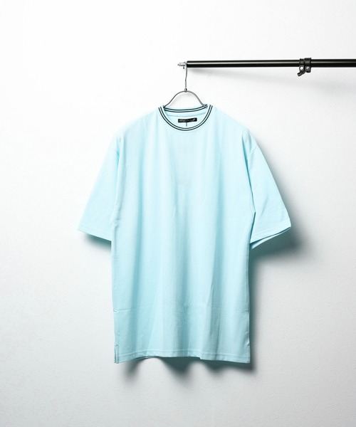 B.I.D. tシャツ 鹿の子ライン入り刺繍クルーTシャツ メンズ