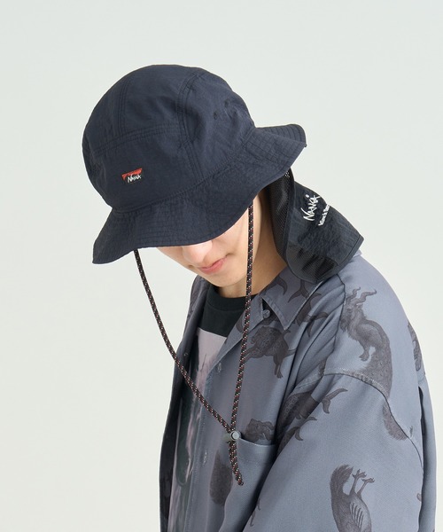 NANGA WDS NYLON TUSSER HAT / BLACK ナンガ NANGA（ナンガ） 帽子 ハット メンズ NYLON TUSSER SUNSHADE HAT