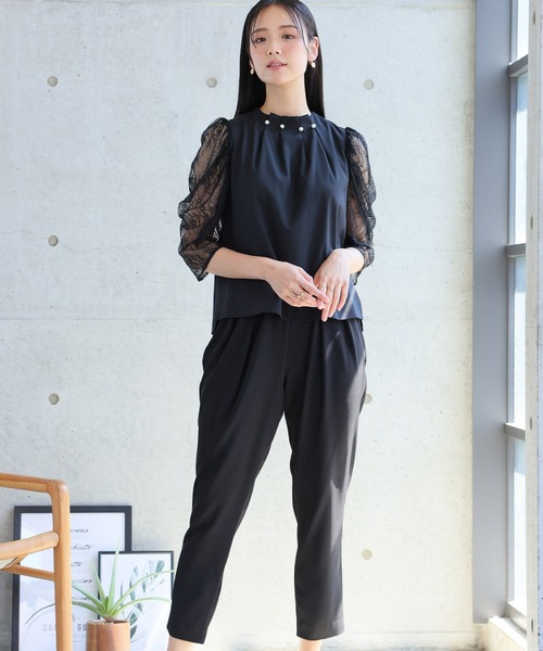 PourVous パンツドレス セットアップ パーティー 結婚式＆タイト