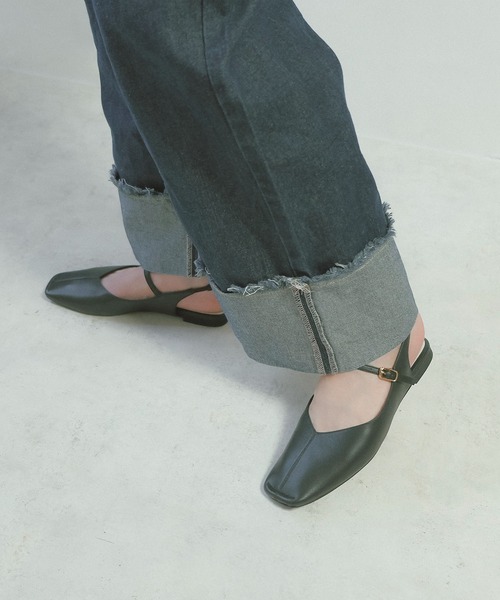 【Stella McCartney】スリングバックフラットシューズ Daniella&GEMMA パンプス トゥステッチスリングバックフラット