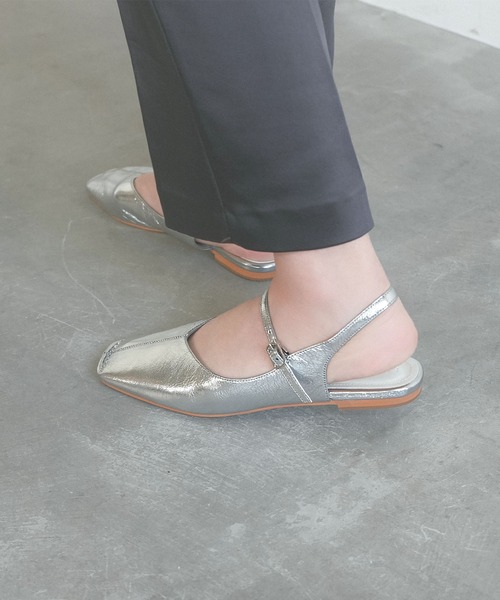 【Stella McCartney】スリングバックフラットシューズ Women ブラウン エルサ ポインテッド トゥ スリングバック