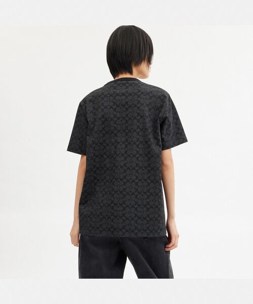 安心国内発送 COACH シグネチャー ポケット Tシャツ チャコール