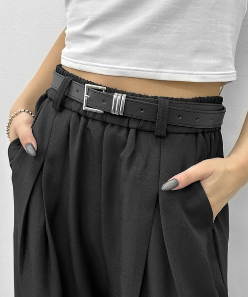 LVEU. スラックス パンツ 「LVEU.」ベルト付タックワイドパンツ
