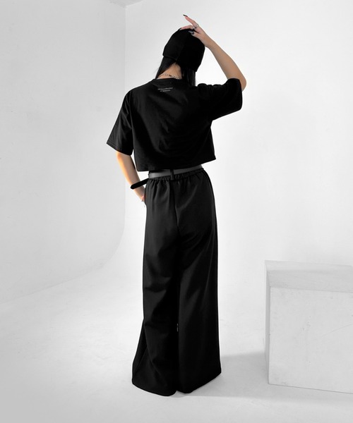 LVEU.（ラブユ） スラックス パンツ 「LVEU.」ベルト付タックワイド