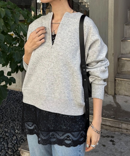 完売◆ ジップスウェットライクニット コラージュギャラルダガランテ 黒 COLLAGE GALLARDAGALANTE（コラージュ ガリャルダガランテ） ニット