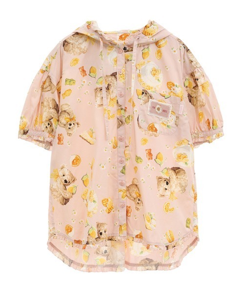 完売色★ハニー レモンテディ フードブラウス PINK HOUSE ブラウス シャツ ハニーレモンテディプリントフード