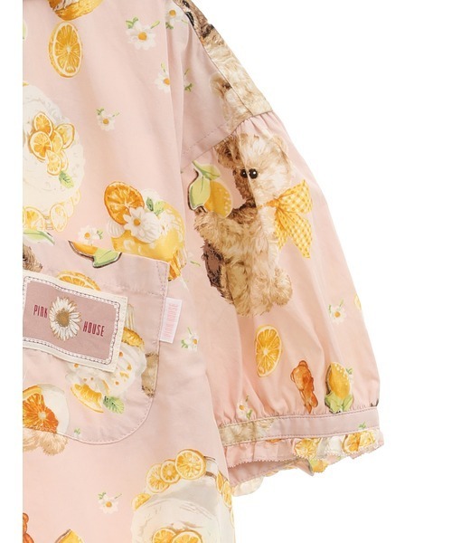 PINK HOUSE ブラウス シャツ ハニーレモンテディプリントフード