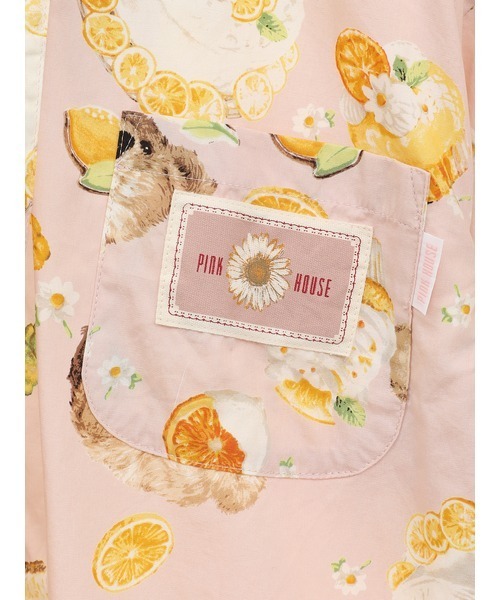 完売色★ハニー レモンテディ フードブラウス PINK HOUSE ブラウス シャツ ハニーレモンテディプリントフード