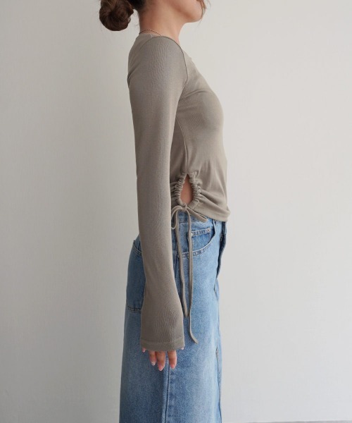 Rashik tシャツ サイドリボンロンT レディース : ZOZOTOWN Yahoo
