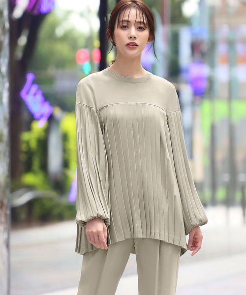 Flolia（フロリア） セットアップ プリーツブラウス テーパードパンツ