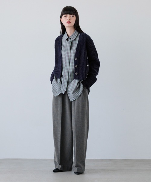 カーディガン ウールブレンドカシュクールカーディガン　144123 レディース カーディガン ウールブレンドカシュクールカーディガン 144123