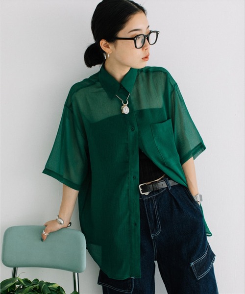 ブラウス シャツ sheer H/S shirt レディース