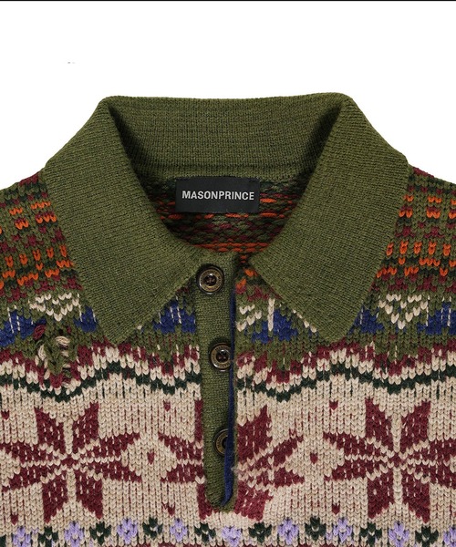 MASONPRINCE セーター ニット オーバーサイズ ポロカラー ノルディック