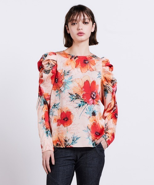 ソブ フラワーブラウス翌日発送 Sov. / フラワーシフォンブラウス TOPS Night STORE | ダブル