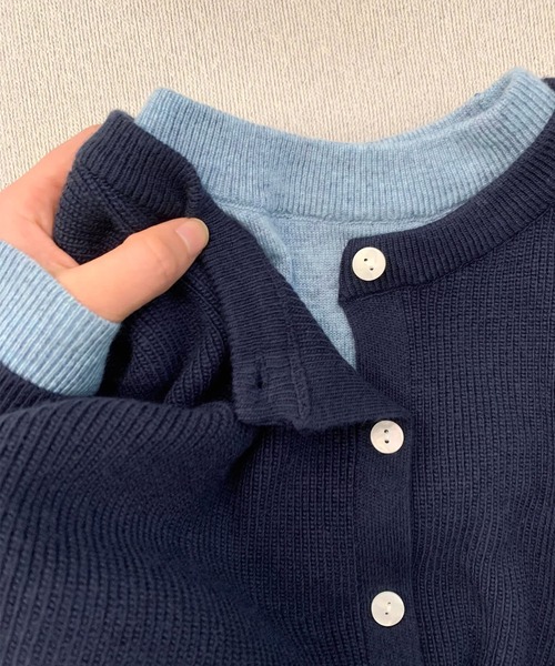 人気❤️レイヤードタートルニット　カーディガン　ラインストーン　セブンテン　M タートルニットセットシャギーカーデ/MAJESTIC LEGON(マジェスティック