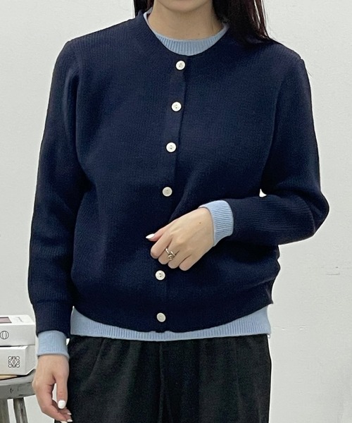 人気❤️レイヤードタートルニット　カーディガン　ラインストーン　セブンテン　M タートルニットセットシャギーカーデ/MAJESTIC LEGON(マジェスティック