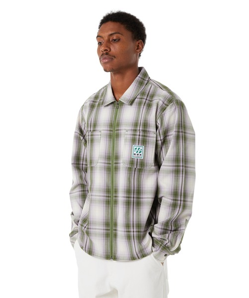 HUF ハフ シャツ ジャケット 緑 チェック ジップアップ HUF ハフ シャツ ジャケット 緑 チェック ジップアップ - メルカリ