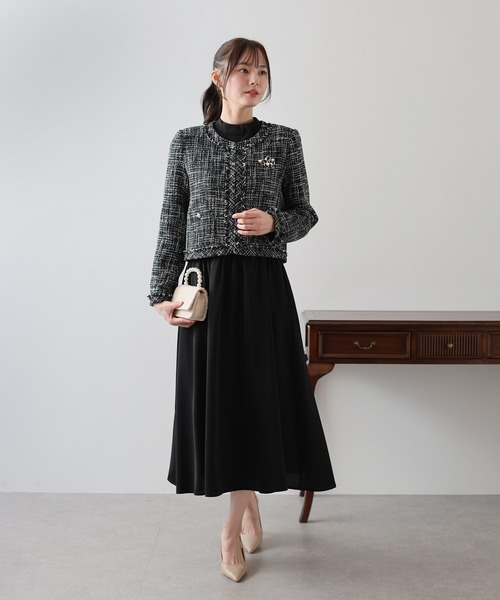 5772.YUKI TORY フリンジ ミックスツイード セットアップ 日本製 BLUEEAST（ブルーイースト） セットアップ ミックスツイードノーカラー