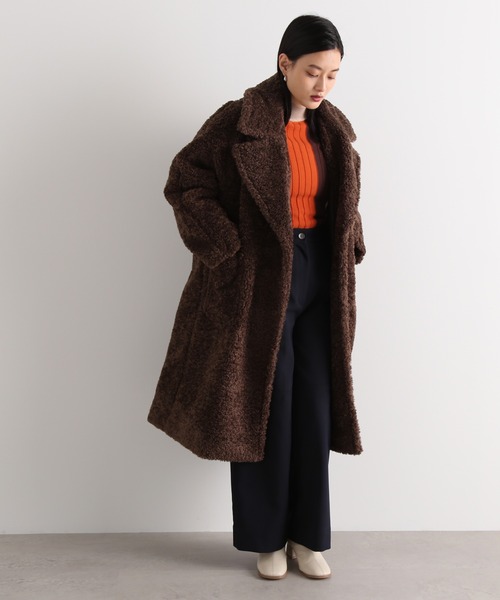 【新品】NBBガーネットブラウン チェスターコート M ナチュラルビューティーベーシック NATURAL BEAUTY BASIC ビッグカラー