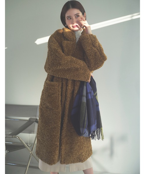 【新品】NBBガーネットブラウン チェスターコート M ナチュラルビューティーベーシック NATURAL BEAUTY BASIC ビッグカラー