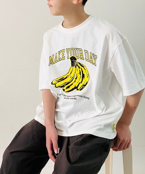 tシャツ バナナとロゴ半袖Tシャツ150.160cm キッズ 子供服 男の子 女の子